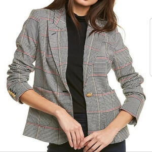 ❄️Sale Court & Rowe Single Button Pockets Houndstooth Plaid‎ Blazer academia